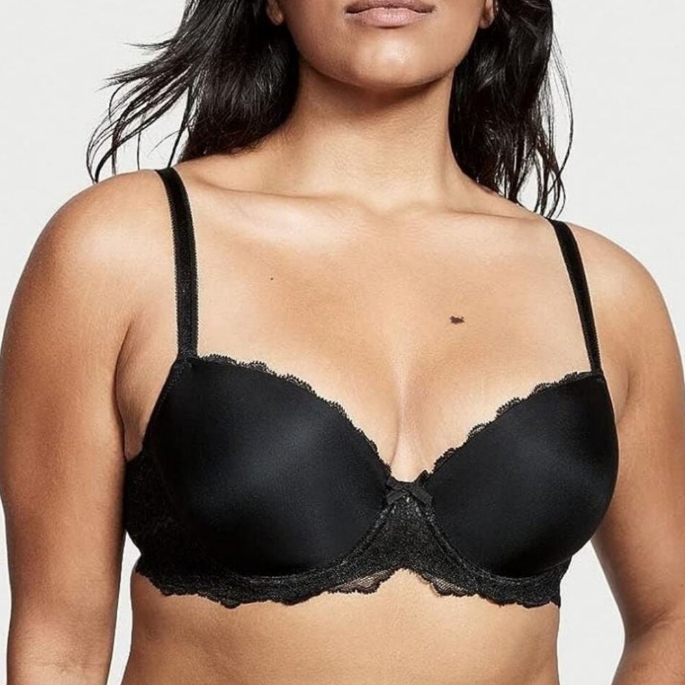 Victoria's Secret Dream Angels Lightly Lined Demi Bra Lace Smooth Classic Black